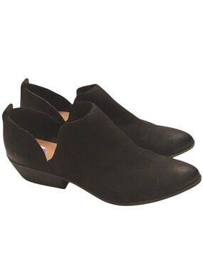 Frye Rowen Black Ankle Bootie Size 7.5 Nubuck Leather V Cut Side Slip on Shootie